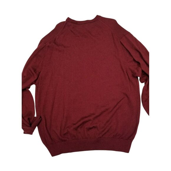 Raffi Mens V-Neck Merino Wool Sweater XXL Burgundy - Picture 2 of 8